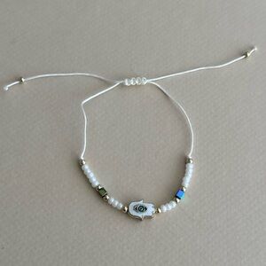White Evil Eye Beaded Bracelet N1896